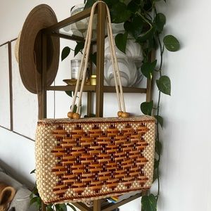 Vintage wicker woven bag
